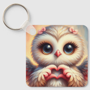 Beautiful Love Heart Owl Keychain