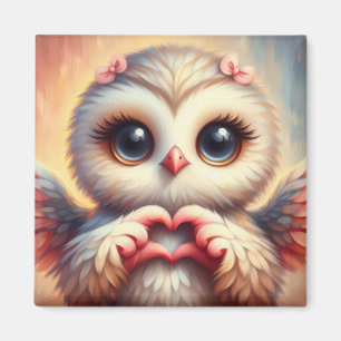Beautiful Love Heart Owl Magnet