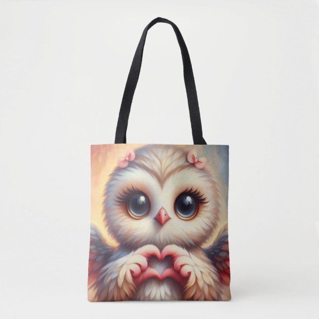 Beautiful Love Heart Owl Tote Bag (Front)