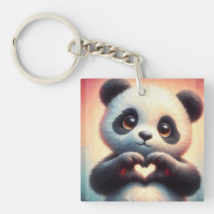 Beautiful Love Heart Panda Keychain