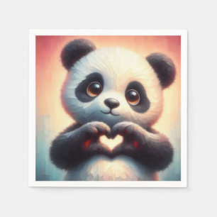 Beautiful Love Heart Panda Napkin