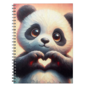 Beautiful Love Heart Panda Notebook