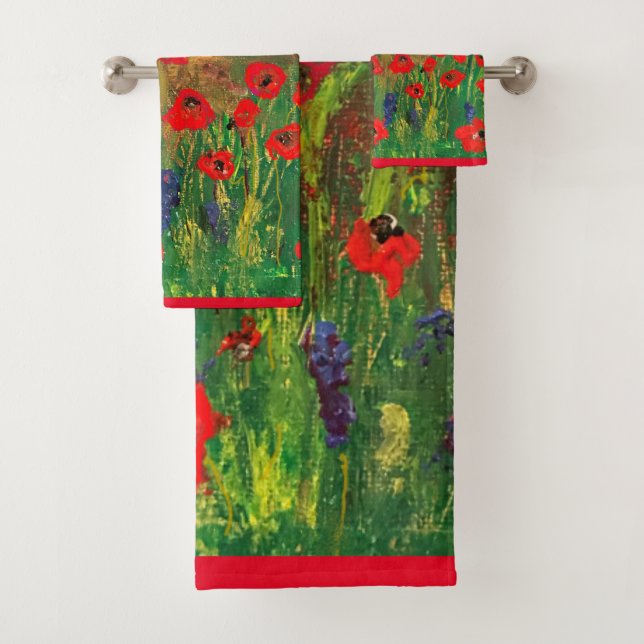 Beautiful Love of Poppies Spread The Love Bath Towel Set (Insitu)
