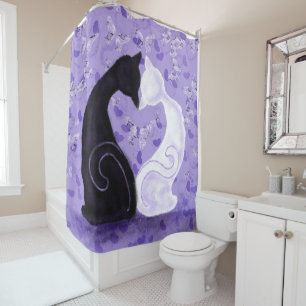 Beautiful Love Shower Curtain Couple Cat