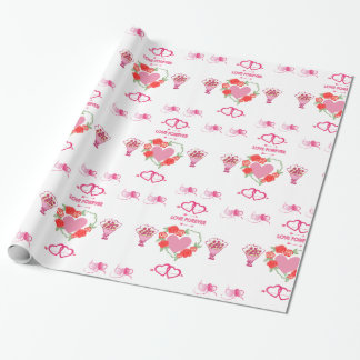 Beautiful Love Themed Hearts and Roses Wrapping Paper