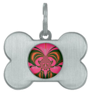 Beautiful Lovely African Hot Pink Red Golden Green Pet Tag