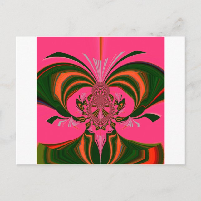 Beautiful Lovely African Hot Pink Red Golden Green Postcard (Front)