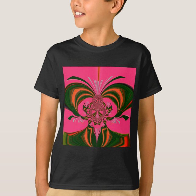 Beautiful Lovely African Hot Pink Red Golden Green T-Shirt (Front)