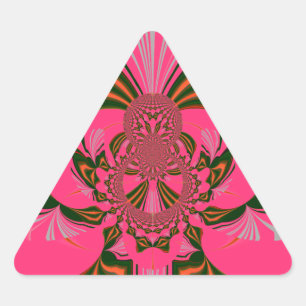 Beautiful Lovely African Hot Pink Red Golden Green Triangle Sticker