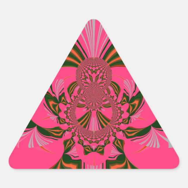 Beautiful Lovely African Hot Pink Red Golden Green Triangle Sticker (Front)