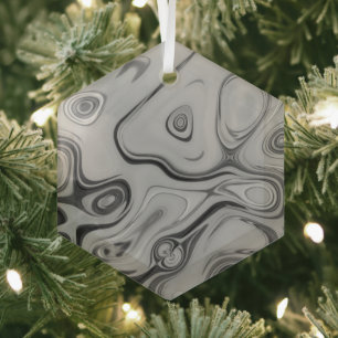 Beautiful Lovely Ash Grey Texture Colour Art Prin Glass Ornament