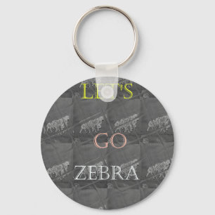 Beautiful Lovely Black and White Lets Go Zebra Keychain