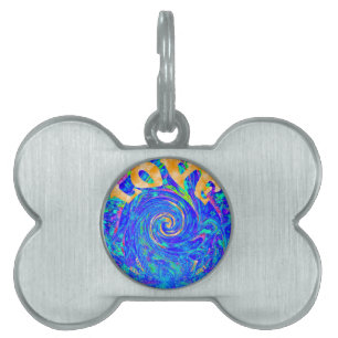 Beautiful Lovely Blue Love Print Flash  vector art Pet Tag