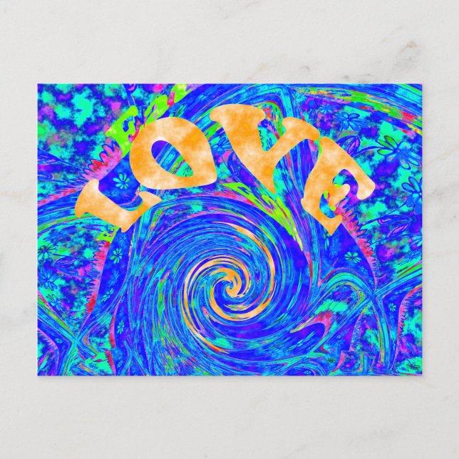 Beautiful Lovely Blue Love Print Flash  vector art Postcard (Front)