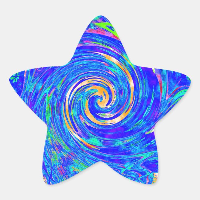 Beautiful Lovely Blue Love Print Flash  vector art Star Sticker (Front)