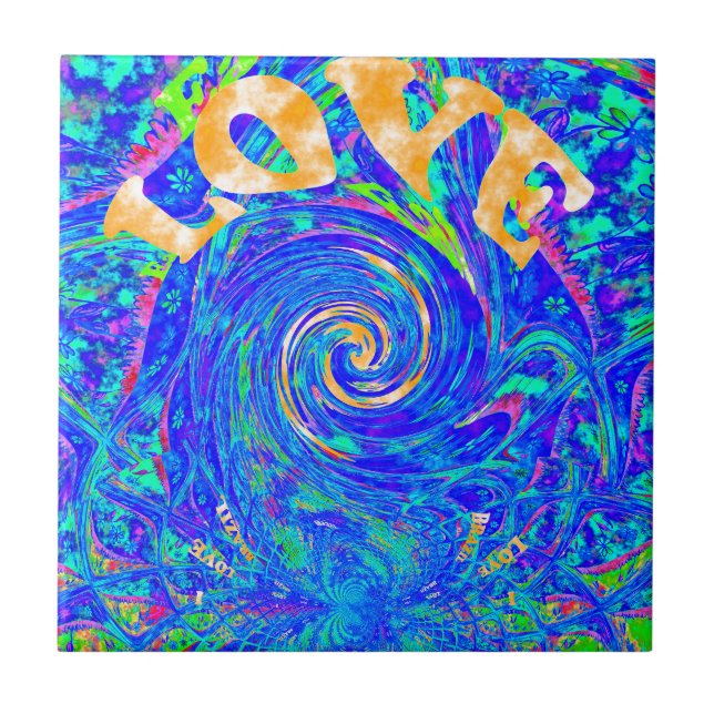 Beautiful Lovely Blue Love Print Flash  vector art Tile (Front)