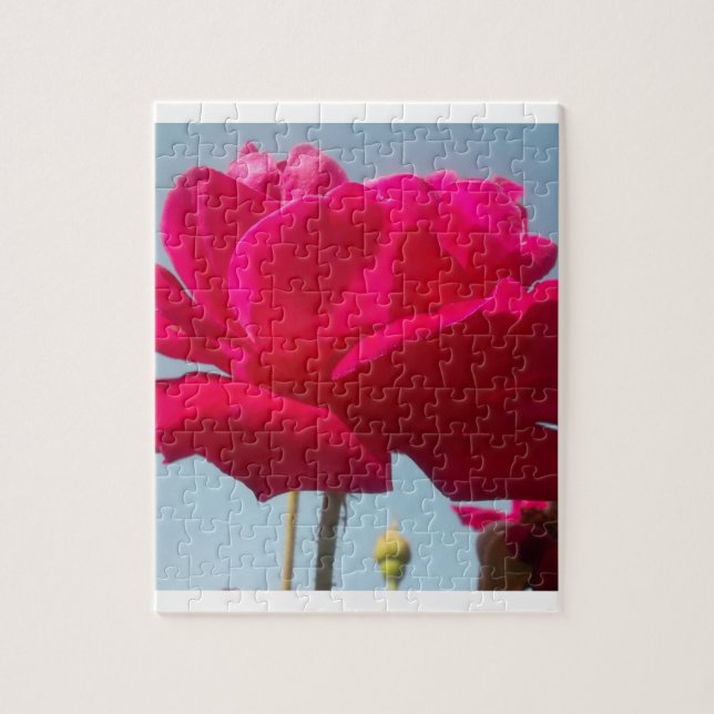 Beautiful Lovely Celestial Rose Red Against Blue  Jigsaw Puzzle (Vertical)
