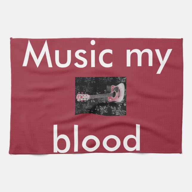 Beautiful Lovely Guitar African Grayscale Motif Ar Kitchen Towel (Horizontal)