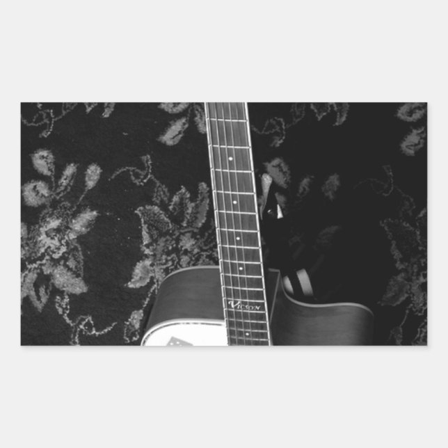 Beautiful Lovely Guitar African Grayscale Motif  Sticker (Front)