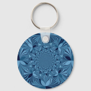 Beautiful Lovely Iridescent Blue Kaleidoscope Art  Keychain