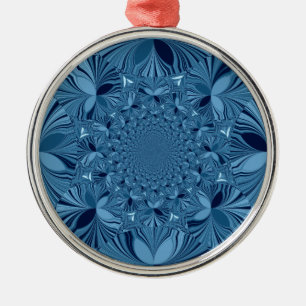 Beautiful Lovely Iridescent Blue Kaleidoscope Art  Metal Ornament