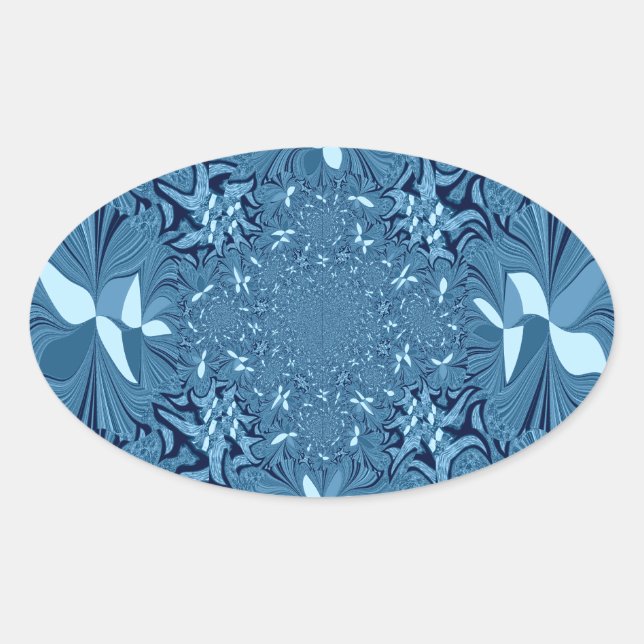 Beautiful Lovely Iridescent blue. pattern seamless Oval Sticker (Front)