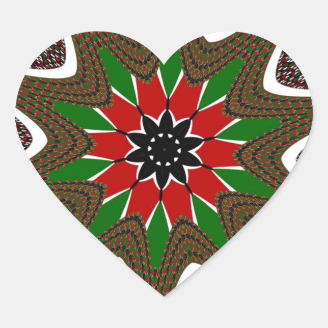 Beautiful Lovely Kenya Cultural Motif Geometrical  Heart Sticker (Front)