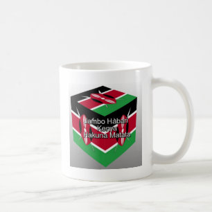 Beautiful Lovely Kenyan Flag Cube with Greeting Ar Coffee Mug