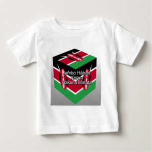 Beautiful Lovely Kenyan Flag Cube with Greeting Baby T-Shirt
