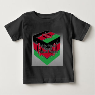 Beautiful Lovely Kenyan Flag Cube with Greeting Baby T-Shirt