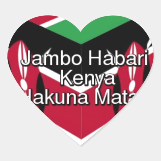 Beautiful Lovely Kenyan Flag Cube with Greeting  Heart Sticker (Front)