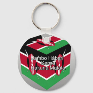 Beautiful Lovely Kenyan Flag Cube with Greeting Keychain