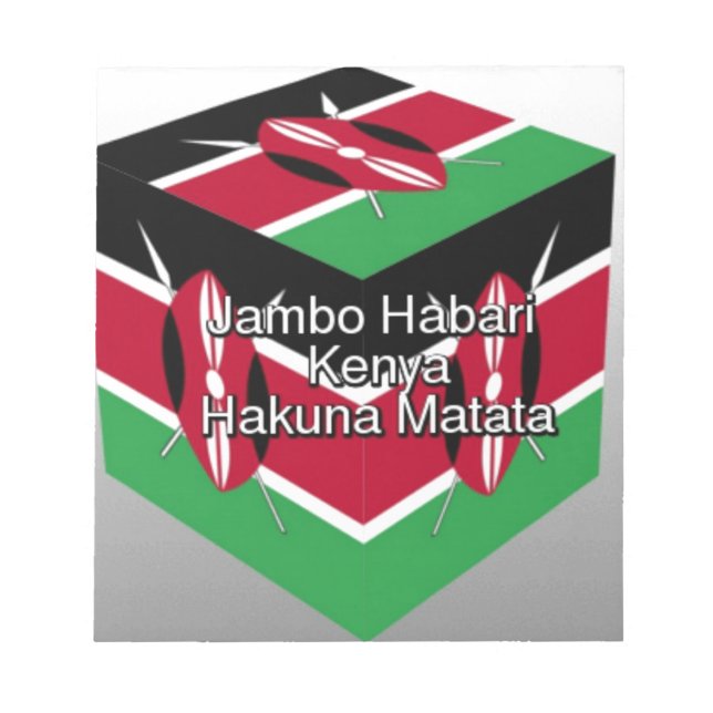Beautiful Lovely Kenyan Flag Cube with Greeting  Notepad (Front)