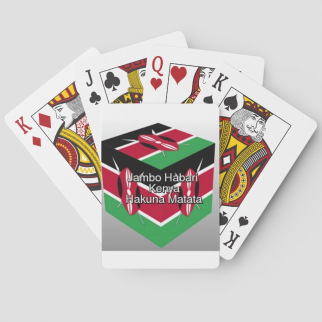 Beautiful Lovely Kenyan Flag Cube with Greeting  Playing Cards (Back)