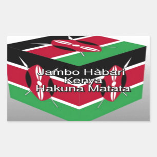 Beautiful Lovely Kenyan Flag Cube with Greeting Sticker