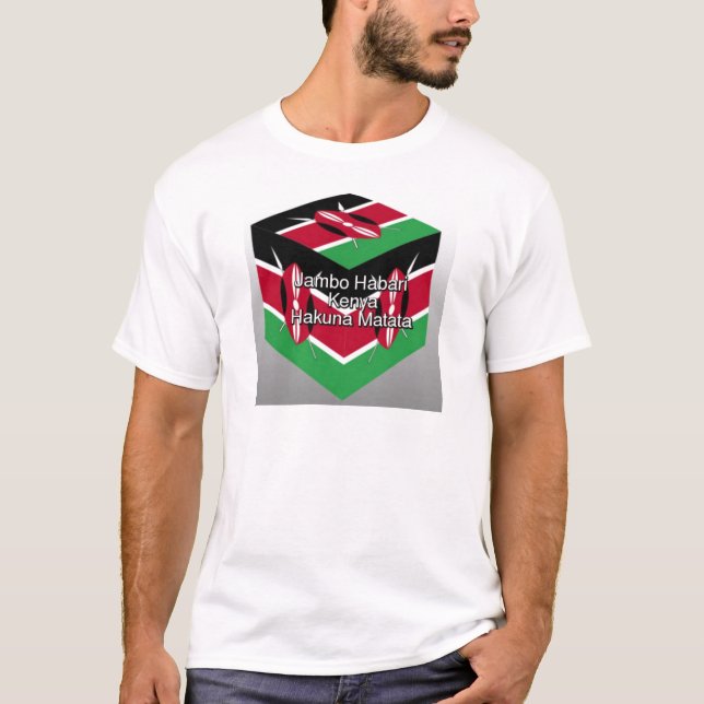 Beautiful Lovely Kenyan Flag Cube with Greeting  T-Shirt (Front)