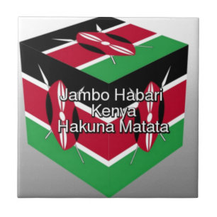 Beautiful Lovely Kenyan Flag Cube with Greeting Tile