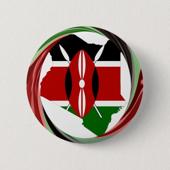 Beautiful Lovely Kenyan Whirlwind Map Design 2 Inch Round Button (Front)