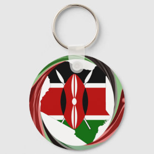 Beautiful Lovely Kenyan Whirlwind Map Design Keychain