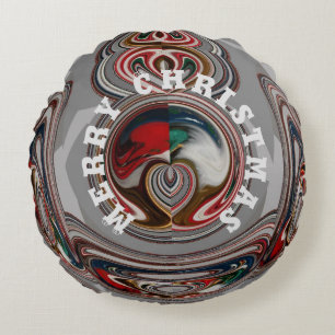 Beautiful Lovely Merry Christmas With Love  Round Pillow