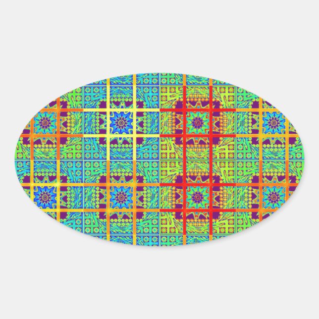 Beautiful Lovely South African Tribal Print vector Oval Sticker (Front)
