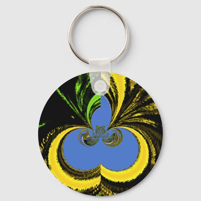 Beautiful Lovely South African Yellow and Blue Art Keychain (Front)