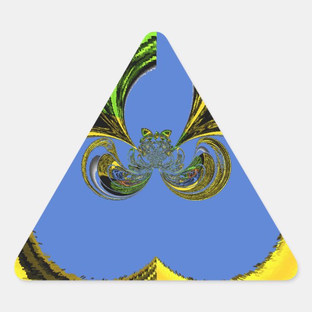 Beautiful Lovely South African Yellow and Blue Art Triangle Sticker (Front)