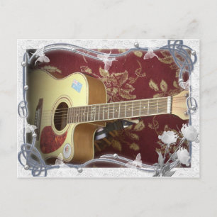 Beautiful Lovely Vintage Guitar on African Motif Postcard