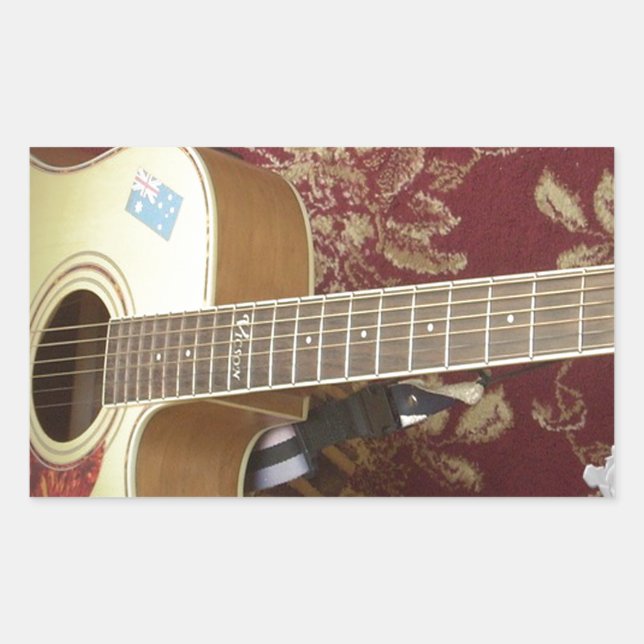 Beautiful Lovely Vintage Guitar on African Motif Sticker (Front)