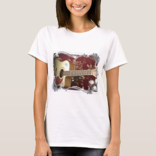 Beautiful Lovely Vintage Guitar on African Motif T-Shirt