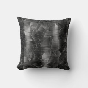 Beautiful Luxury Black Silver Geometrical Pattern Throw Pillow