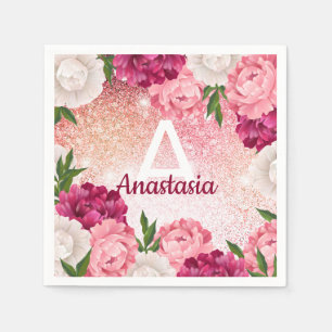 Beautiful luxury floral glitter napkin