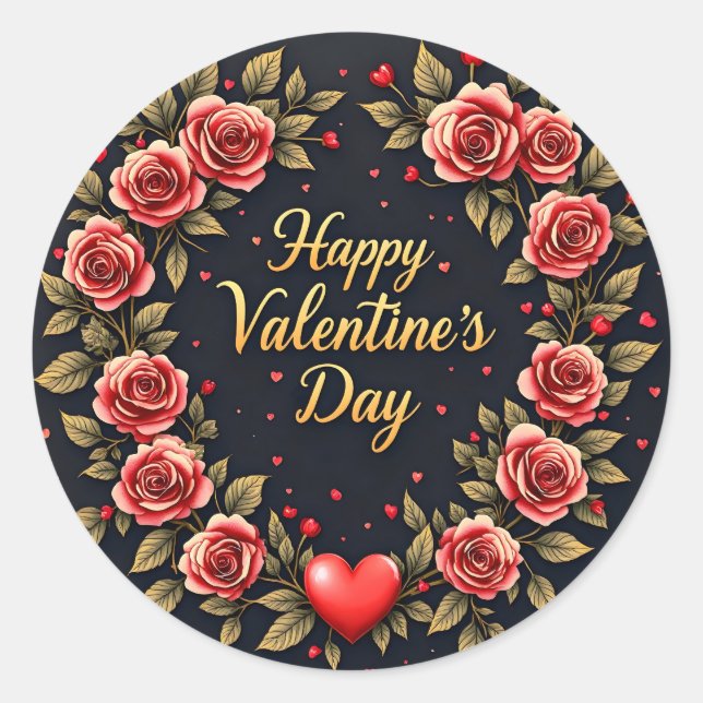 Beautiful Luxury Floral Love Modern Collection Classic Round Sticker (Front)