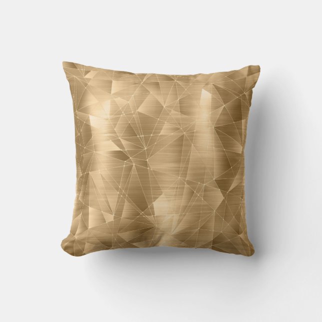 Beautiful Luxury Gold Geometrical Pattern Throw Pillow (Front)